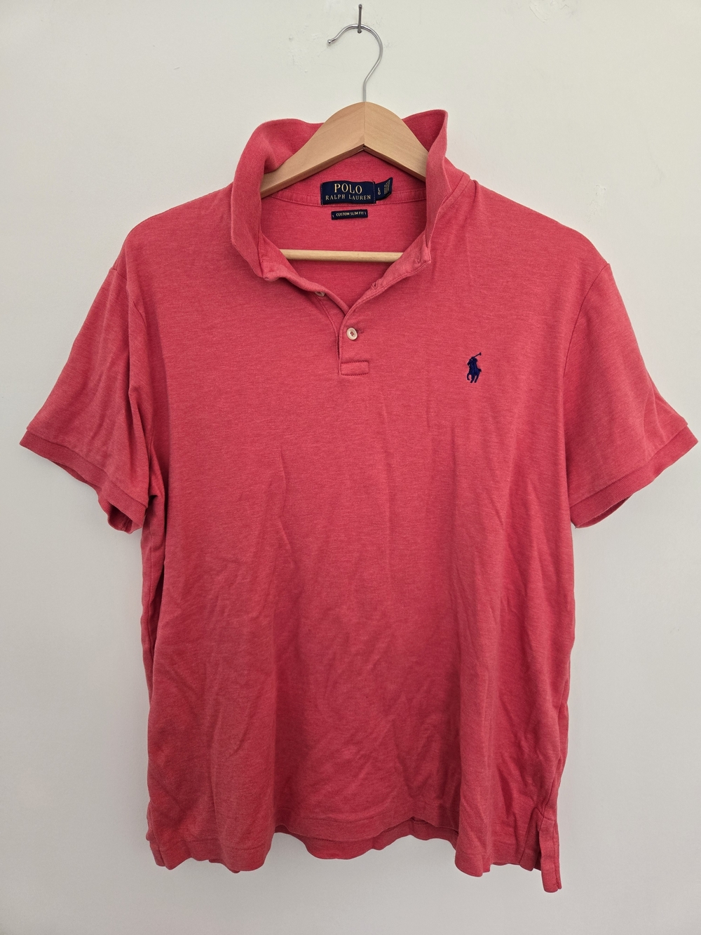Polo by Ralph Lauren Pink Polo Shirt Preppy Normcore custom slim fit L